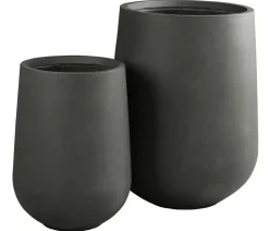 Dehner Fiberglas-Topf Curved, rund, anthrazit