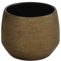 Dehner Keramik-Übertopf Mathea, bauchig, gold/braun