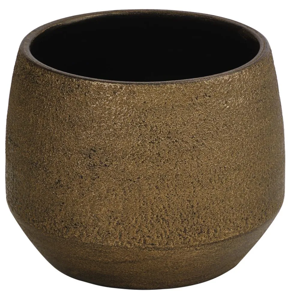 Dehner Keramik-Übertopf Mathea, bauchig, gold/braun