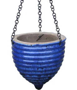 Dehner Keramik-Hängeampel, konisch, blau