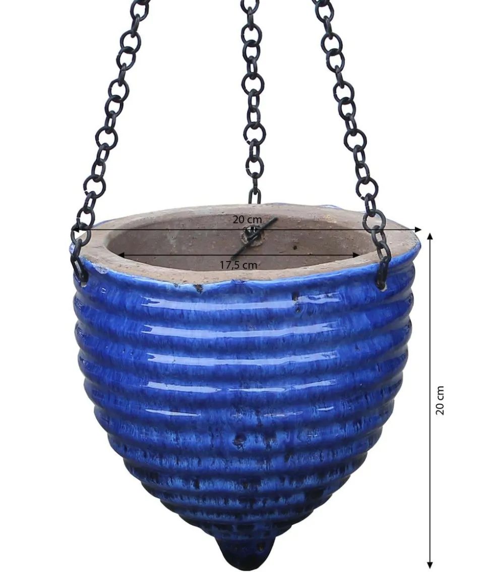 Dehner Keramik-Hängeampel, konisch, blau