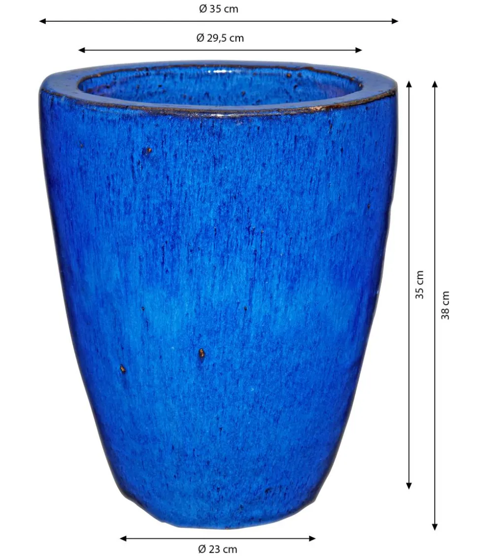 Dehner Keramik-Pflanztopf Delphi, konisch, blau
