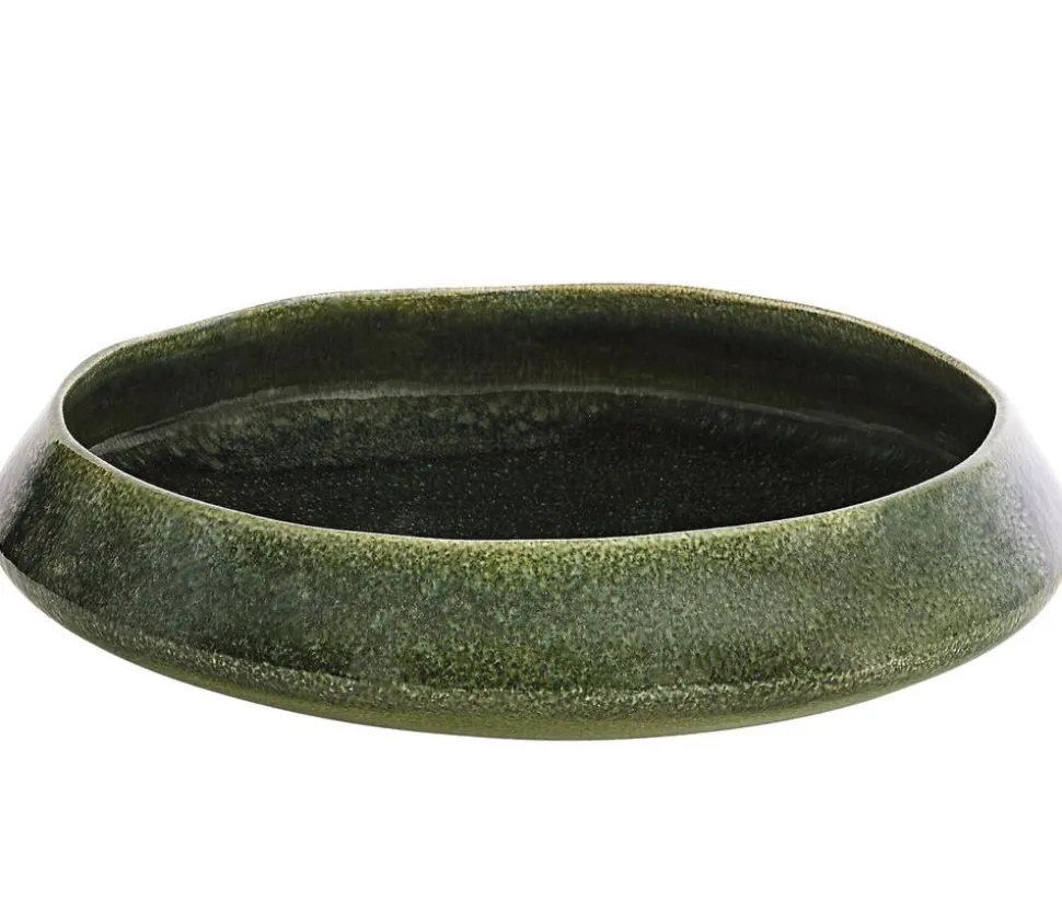 Dehner Keramik-Schale Linn, rund, dunkelgrün, ca. Ø32/H8 cm