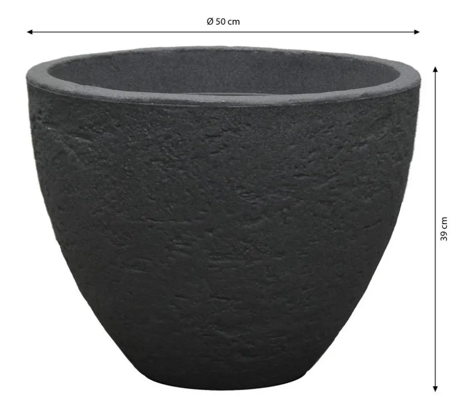 Dehner Kunststoff-Topf Stone, konisch, anthrazit