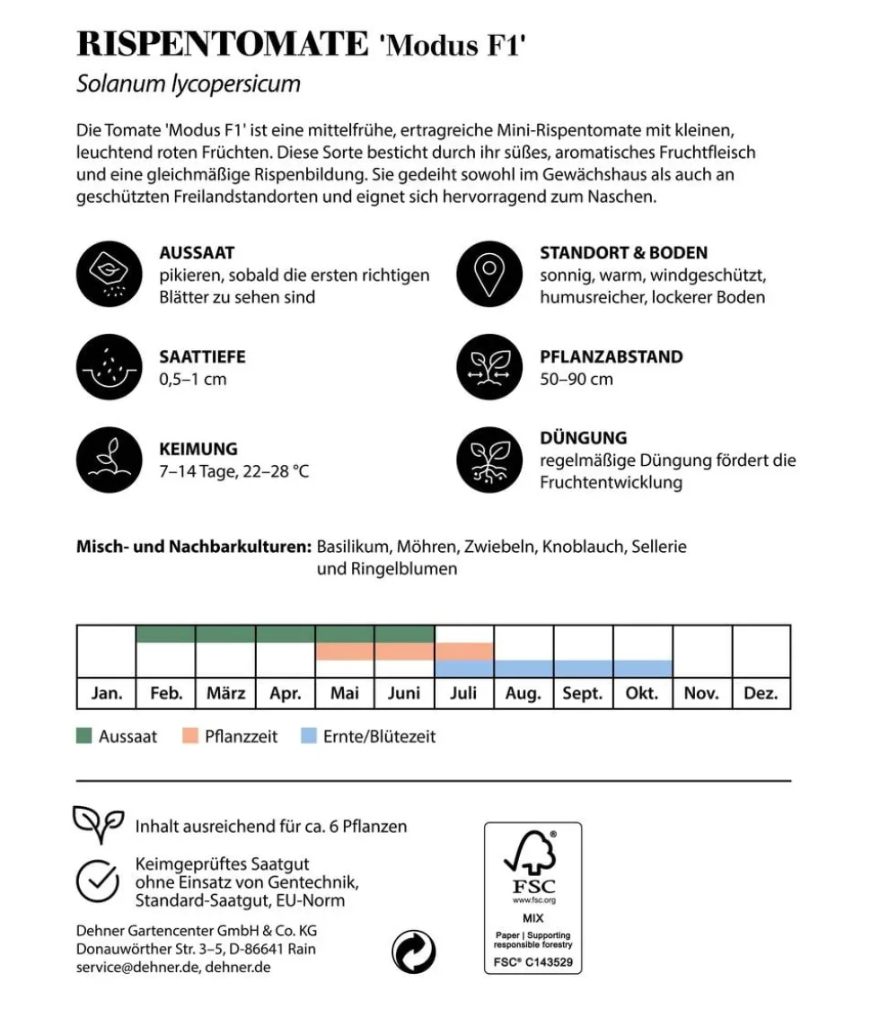 Dehner Premium Samen Rispentomate 'Modus F1'