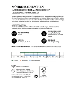 Dehner Saatband Möhre/Radieschen 'Amsterdamse Bak 2/Riesenbutter', L5 m