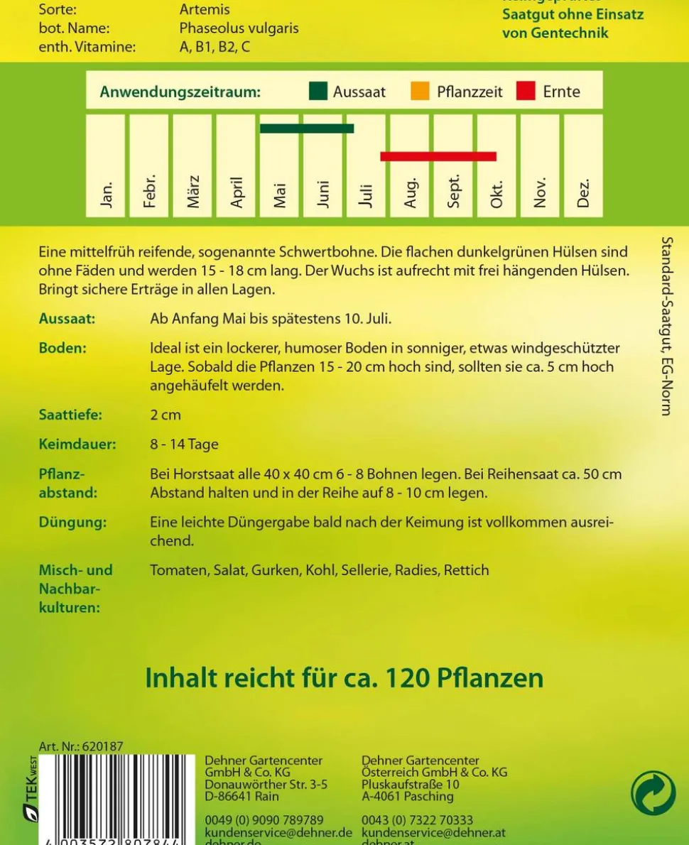Dehner Samen Buschbohne 'Artemis'