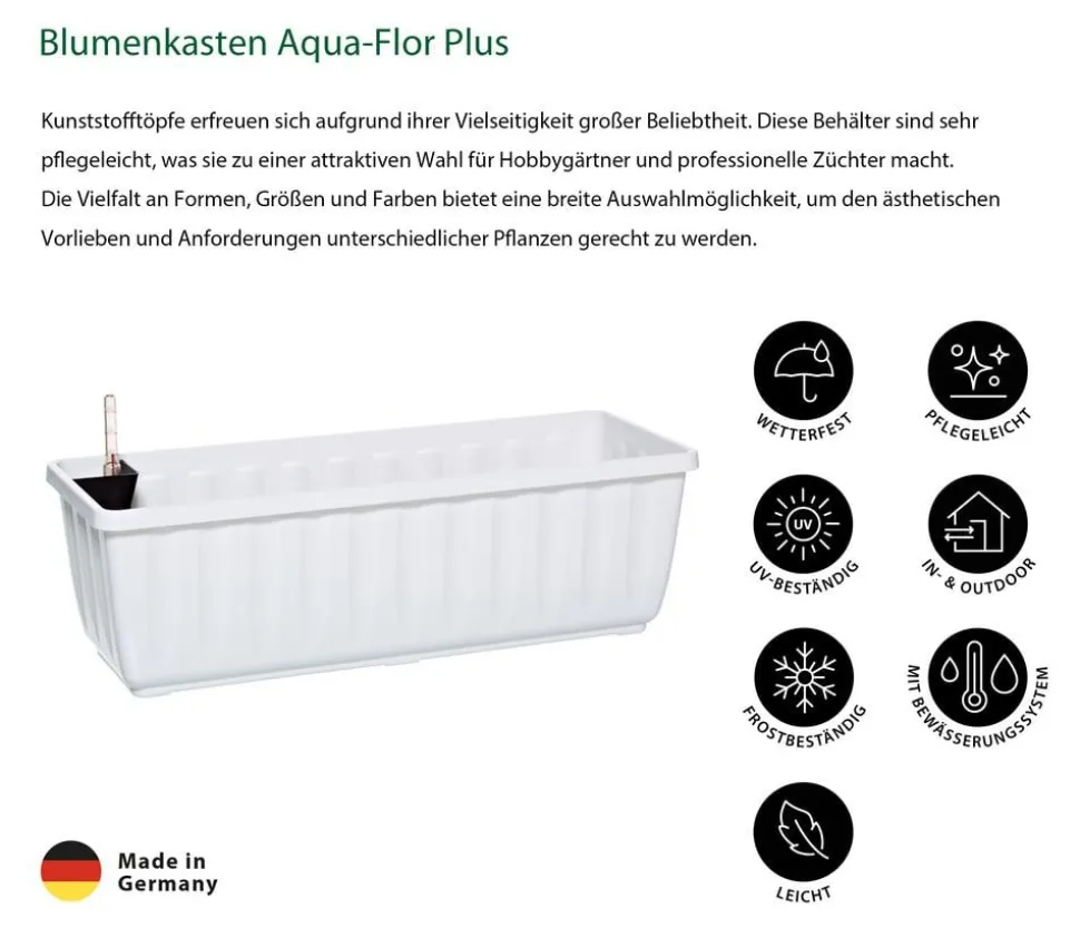 Dehner Blumenkasten Aqua-Flor Plus mit Bewässerungssystem, eckig