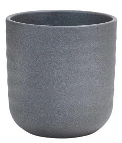 Dehner Keramik-Übertopf Heiko, dunkelgrau, ca. Ø13 cm