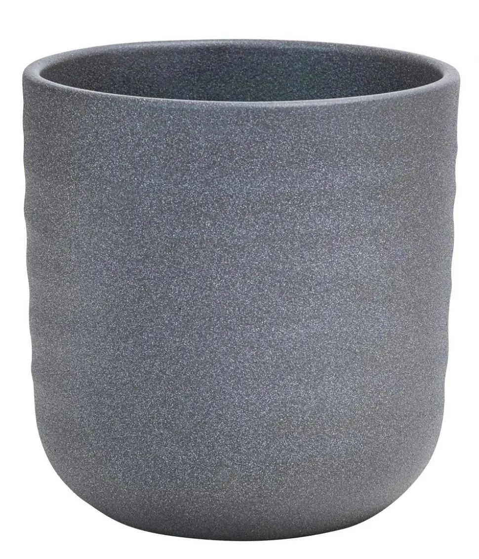 Dehner Keramik-Übertopf Heiko, dunkelgrau, ca. Ø13 cm