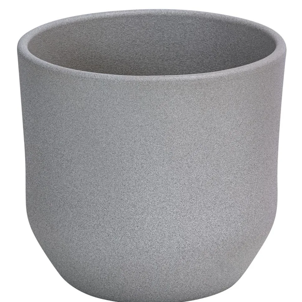 Dehner Keramik-Übertopf Lea, konisch, hellgrau, ca. Ø13 cm