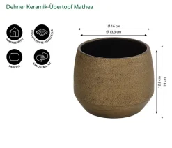 Dehner Keramik-Übertopf Mathea, bauchig, gold/braun
