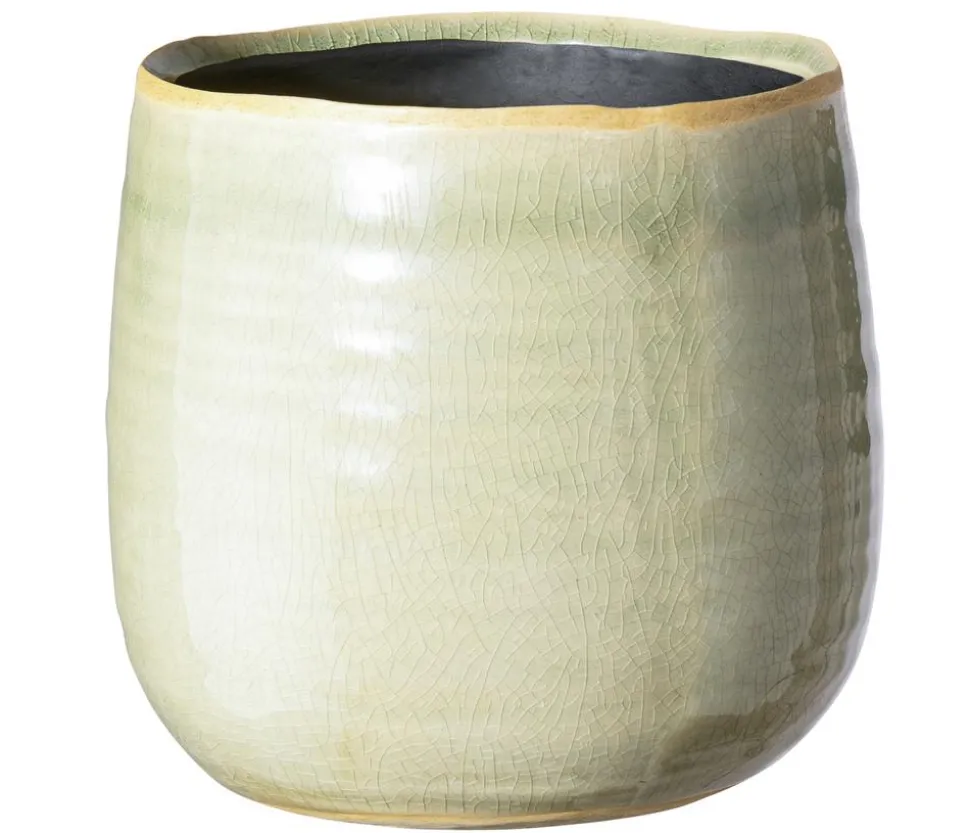 Dehner Keramik-Übertopf Sara, bauchig, mint, ca. Ø15 cm