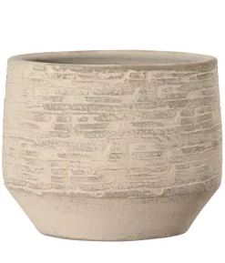 Dehner Keramik-Übertopf Tristan, bauchig, creme/braun