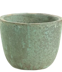 Dehner Keramik-Topf Rhodos, rund, blau-grün