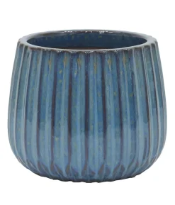 Dehner Keramik-Topf Samos, rund, blau