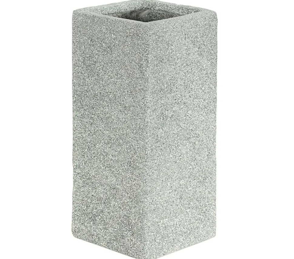 Dehner Kunststein-Pflanzvase Rock, quadratisch, grau