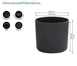 Dehner Kunststoff-Übertopf Lora, rund