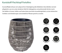 Dehner Kunststoff-Flechttopf Portofino, rund, braun