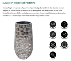 Dehner Kunststoff-Flechttopf Portofino, rund, braun
