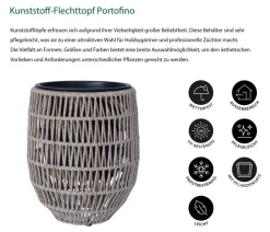 Dehner Kunststoff-Flechttopf Portofino, rund, braun
