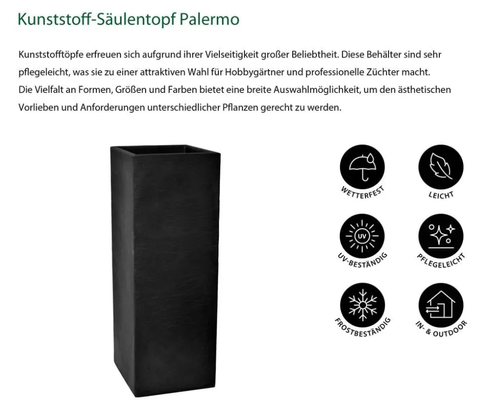Dehner Kunststoff-Säulentopf Palermo, quadratisch