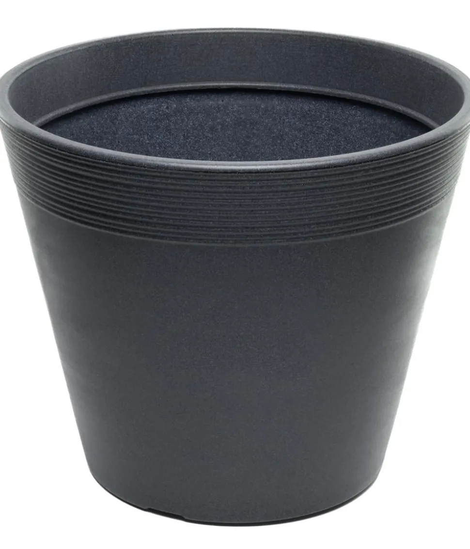 Dehner Kunststoff-Topf Groovy, konisch, anthrazit