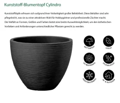 Dehner Kunststoff-Topf San Diego, konisch, anthrazit
