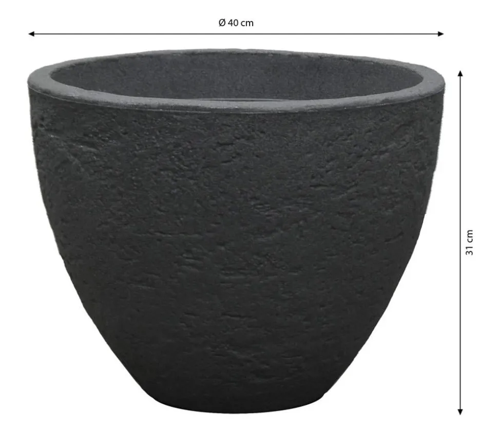 Dehner Kunststoff-Topf Stone, konisch, anthrazit