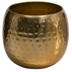 Dehner Metall-Übertopf Kody, bauchig, gold