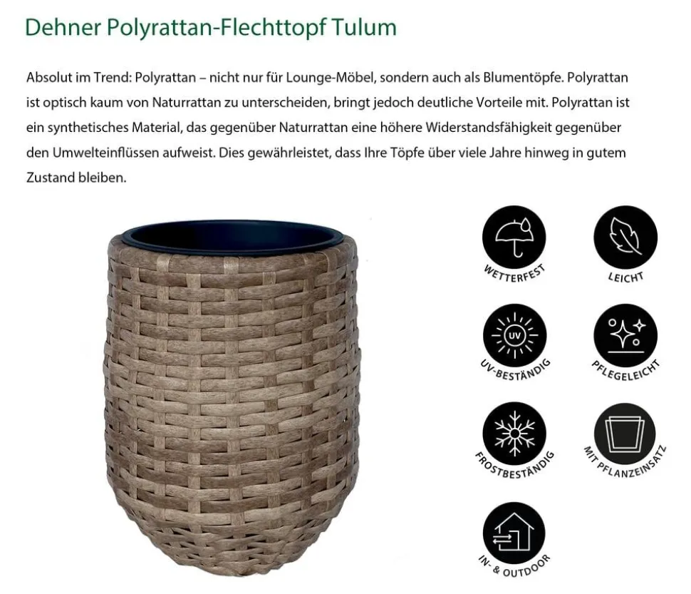 Dehner Polyrattan-Flechttopf Tulum, rund