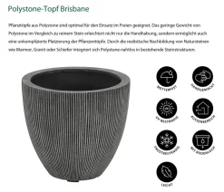Dehner Polystone-Topf Brisbane in Riffeloptik, rund