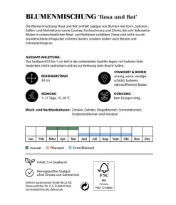 Dehner Saatband Blumenmischung 'Rosa und Rot', L5 m