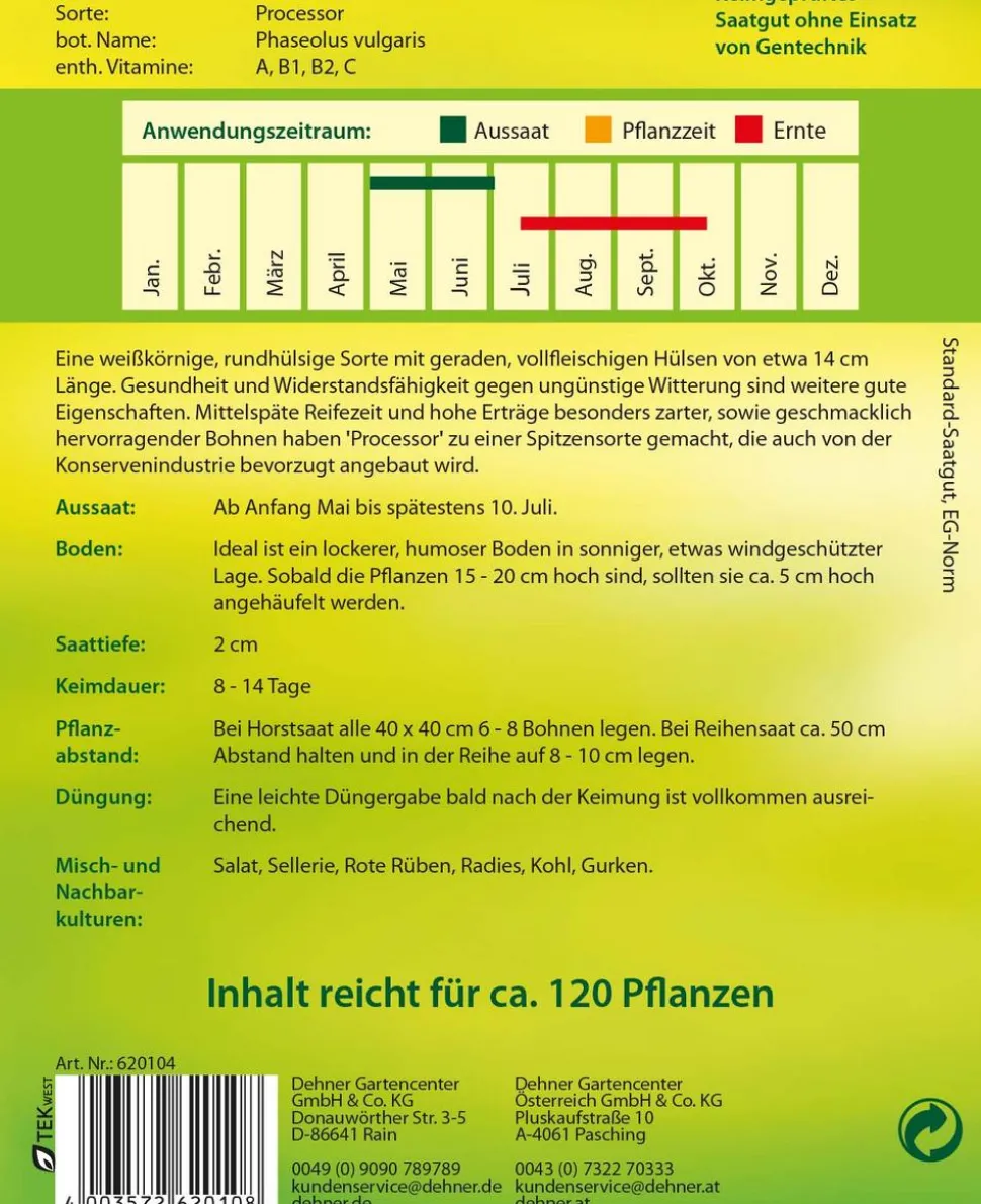 Dehner Samen Buschbohne 'Processor'
