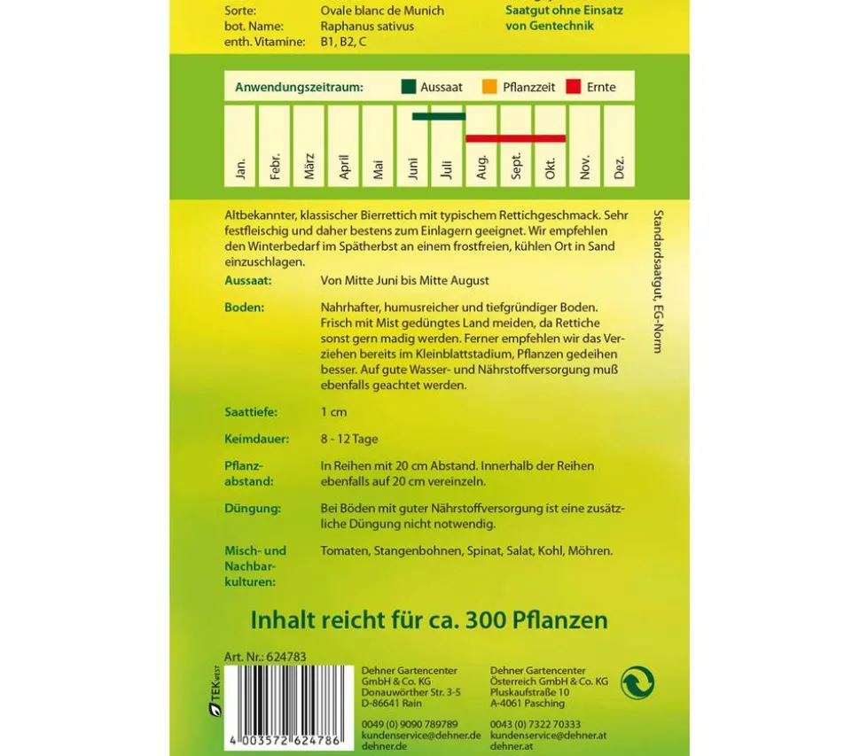 Dehner Samen Rettich 'Ovale blanc de Munich'