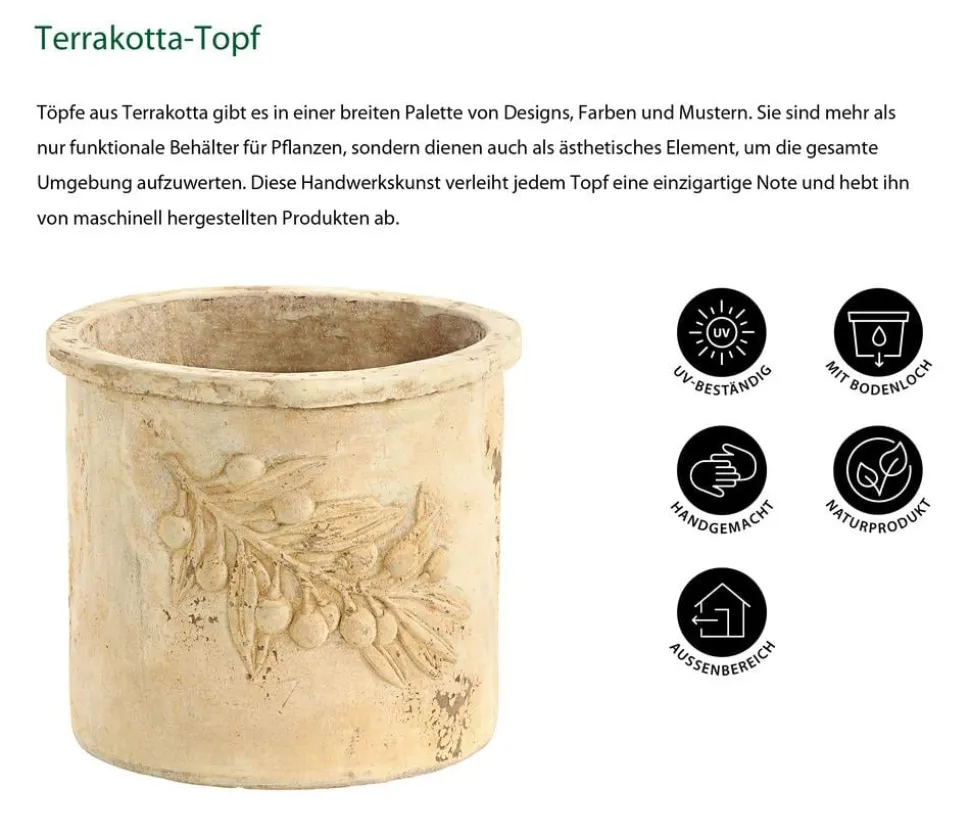 Dehner Terrakotta-Topf, terrakotta-antik