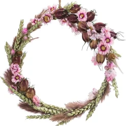 Dehner Trockenblumenkranz DIY Set Rosa Blütentraum, ca. Ø20 cm, 6-teilig
