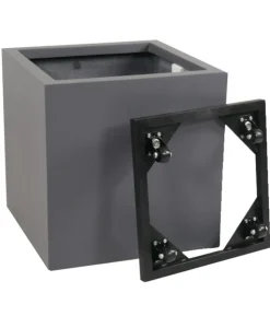 Eastwest Fiberglas-Pflanzkübel mit Pflanzenroller, quadratisch, anthrazit