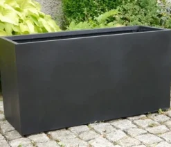 Eastwest Fiberglas-Pflanztrog, rechteckig, schwarz