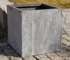 Eastwest Fiberglas-Pflanzkübel Rocks, quadratisch, grau