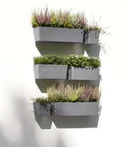 Ecopots Kunststoff-Kasten Manhattan Wall mit Wassersystem, rechteckig