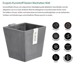 Ecopots Kunststoff-Kasten Manhattan Wall mit Wassersystem, rechteckig