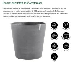 Ecopots Kunststoff-Topf Amsterdam mit Rollen, rund