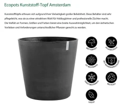 Ecopots Kunststoff-Topf Amsterdam mit Rollen, rund
