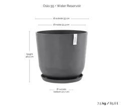 Ecopots Kunststoff-Topf Oslo mit Wassersystem, rund