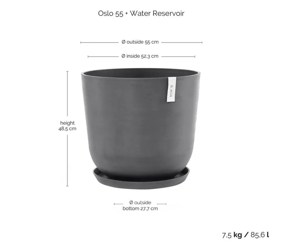 Ecopots Kunststoff-Topf Oslo mit Wassersystem, rund
