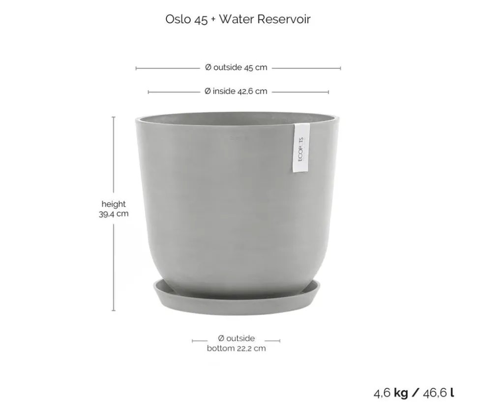 Ecopots Kunststoff-Topf Oslo mit Wassersystem, rund