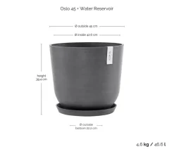 Ecopots Kunststoff-Topf Oslo mit Wassersystem, rund