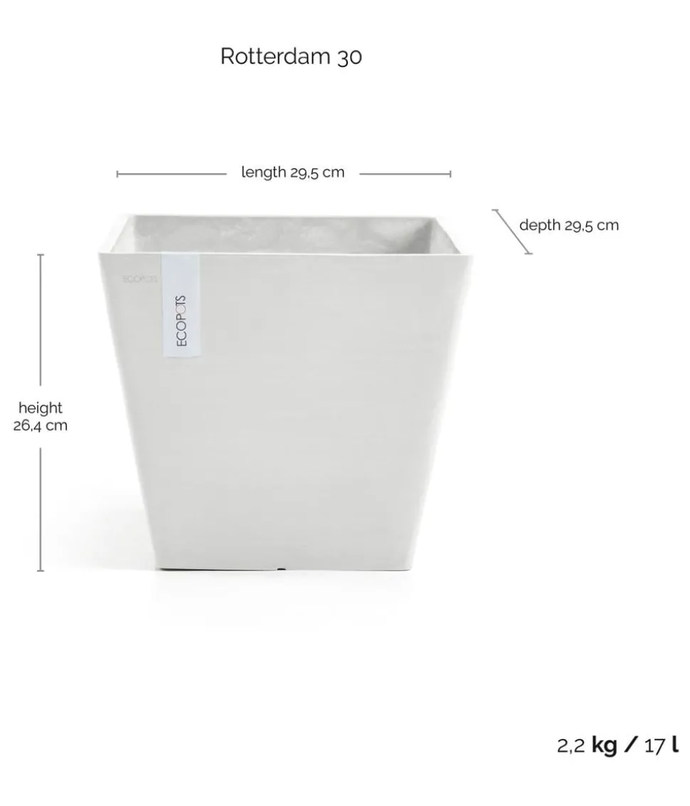 Ecopots Kunststoff-Topf Rotterdam, quadratisch
