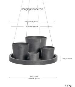 Ecopots Kunststoff-Untersetzer hängend, rund, ca. Ø36/H3 cm